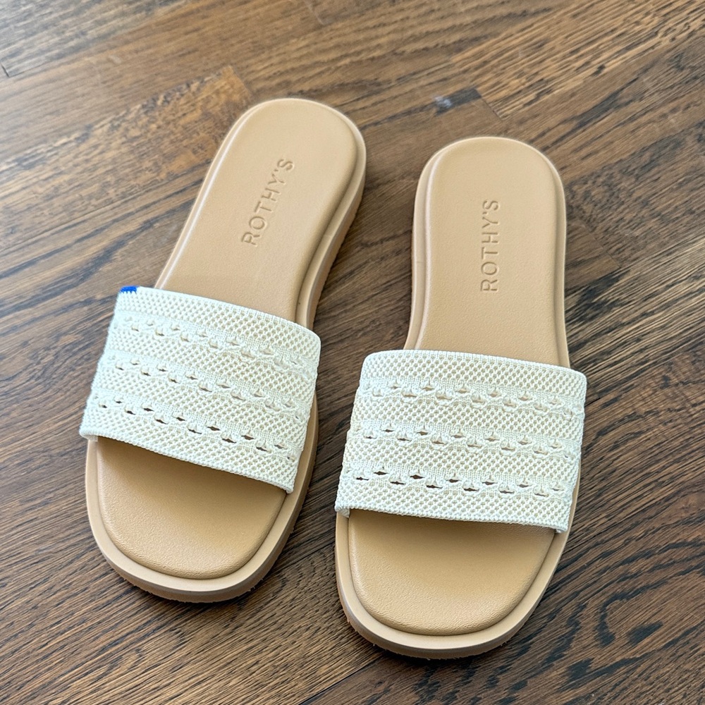 Rothy's Cream and Tan Slide Sandals - Picture 5 of 6